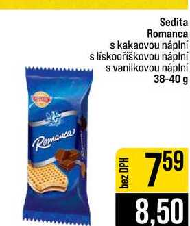 Sedita Romanca s kakaovou náplní s lískooříškovou náplní s vanilkovou náplní 38-40 g 