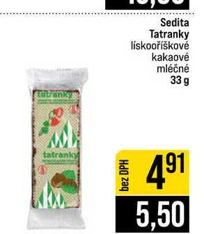 Sedita Tatranky lískooříškové kakaové mléčné 33 g