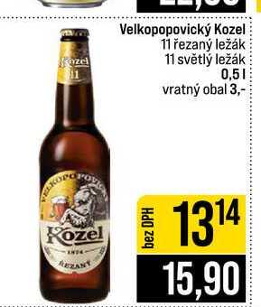 Velkopopovický Kozel 11 řezaný ležák 11 světlý ležák 0,5l