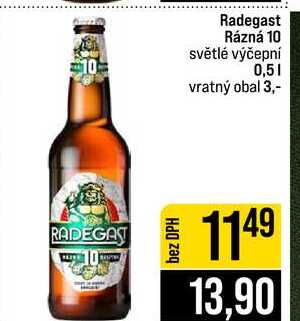 Radegast Rázná 10 světlé výčepní 0,5l