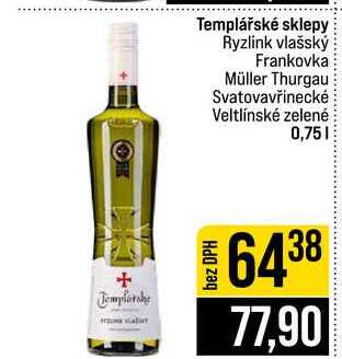 Templářské sklepy Ryzlink vlašský Frankovka Müller Thurgau Svatovavřinecké Veltlínské zelené 0,75l
