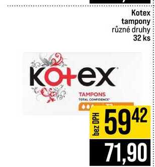 Kotex tampony různé druhy 32 ks