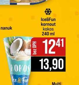 Ice & Fur bez DPH Ice&Fun kornout kokos 240 ml