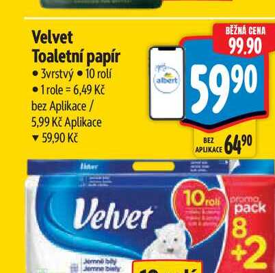 Velvet Toaletní papír 3vrstvý 10 rolí