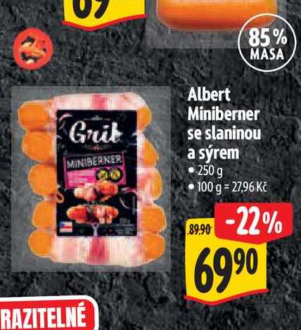   Albert Miniberner se slaninou a sýrem 250 g 