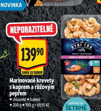 Marinované krevety s koprem a růžovým pepřem 200 g