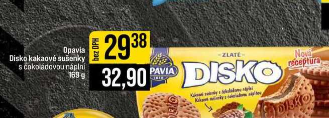 Opavia Disko kakaové sušenky s čokoládovou náplní 169 g