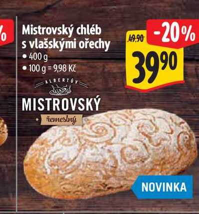 Mistrovský chléb s vlašskými ořechy 400 g