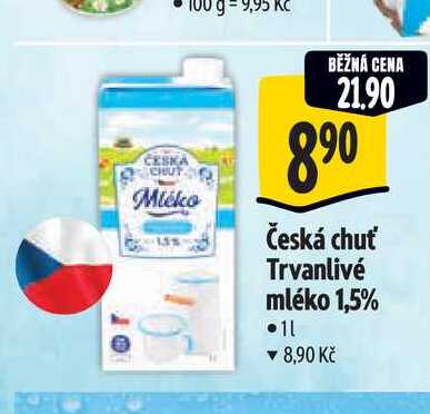  Česká chuť Trvanlivé mléko 1,5% 1 l
