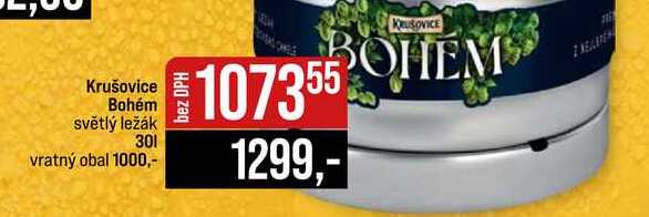 Krušovice Bohém světlý ležák 30l