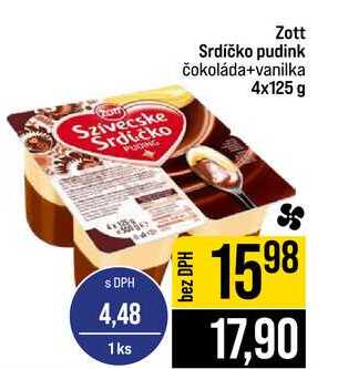 Zott Srdíčko pudink čokoláda+vanilka 4x125 g