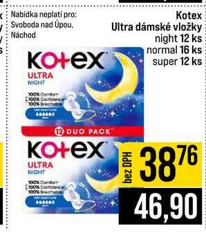 Kotex Ultra dámské vložky night 12 ks normal 16 ks super 12 ks