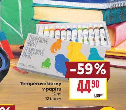 Temperové barvy v papíru 12 ml 12 barev