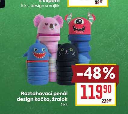 Roztahovací penál design kočka, žralok 1ks