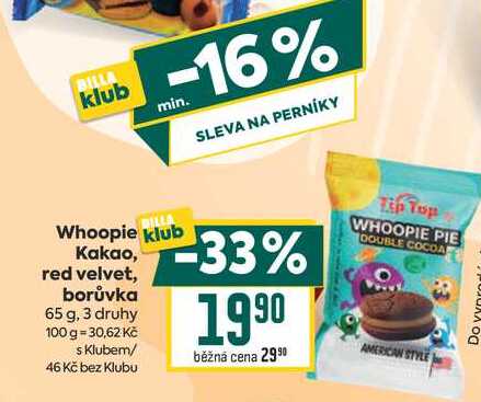 Whoopie Kakao, red velvet, borůvka 65 g