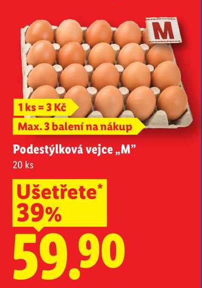 Podestýlková vejce ,,M", 20 ks 