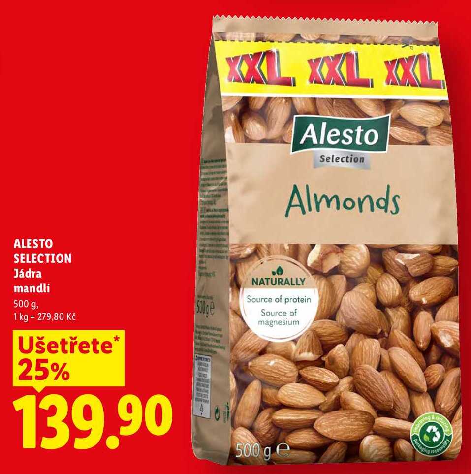 ALESTO SELECTION Jádra mandlí, 500 g