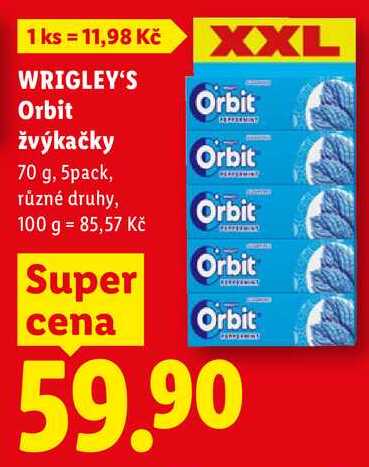 WRIGLEY'S Orbit žvýkačky, 70 g