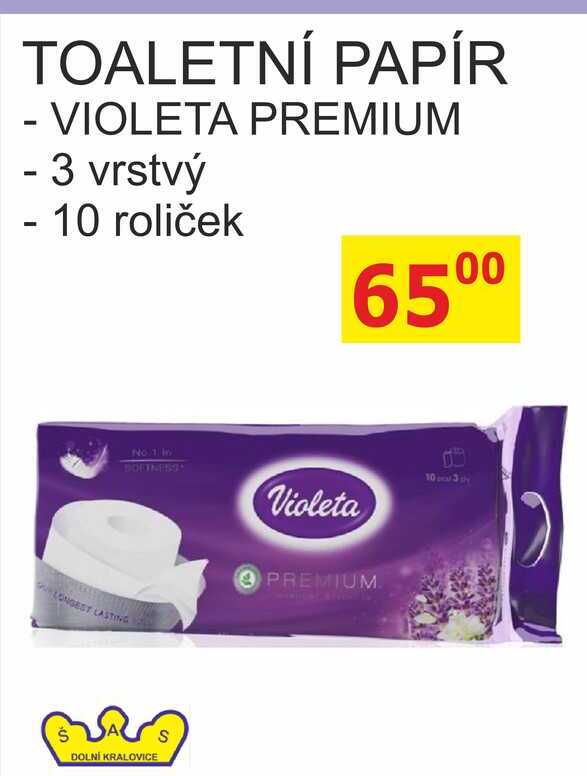 VIOLETA PREMIUM TOALETNÍ PAPÍR 3 vrstvý 10 ks
