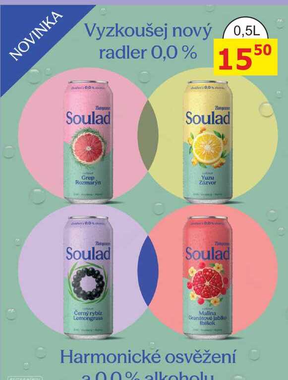 Soulad radler 0,0% 0,5l plech