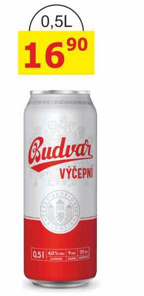 BUDVAR Pivo světlé výčepní 0,5l 0.5l plech