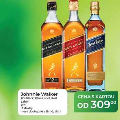 Johnnie Walker 12Y Black, Blue Label, Red Label 0.71