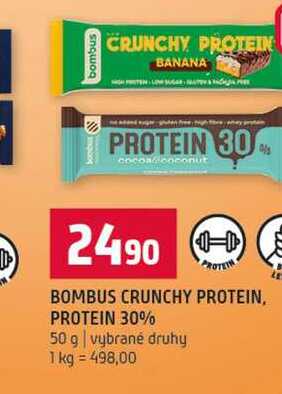 BOMBUS CRUNCHY PROTEIN, PROTEIN 30% 50 g vybrané druhy