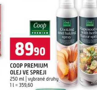COOP PREMIUM OLEJ VE SPREJI 250 ml vybrané druhy 