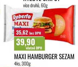 MAXI HAMBURGER SEZAM, 4ks, 300g 