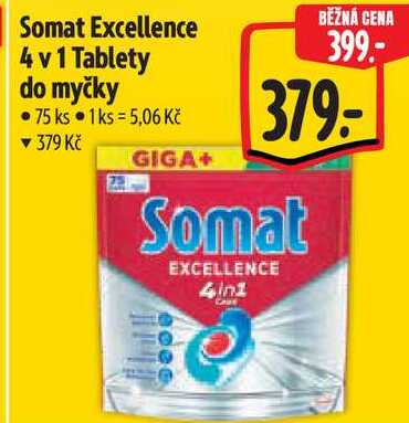 Somat Excellence 4 v 1 Tablety do myčky, 75 ks
