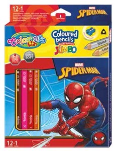 Colorino Jumbo Trojhranné Pastelky Spider-Man a ořezávátko