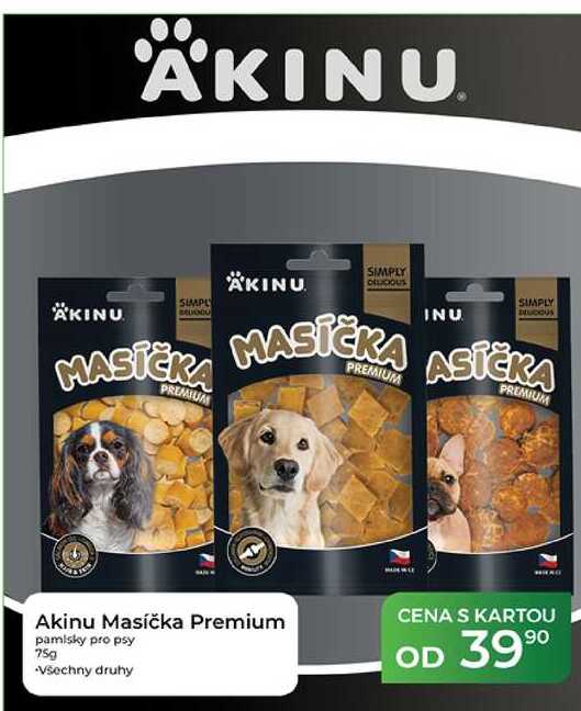 Akinu Masíčka Premium pamlsky pro psy 75g