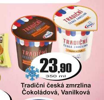 Tradiční česká zmrzlina Čokoládová, Vanilková 350 ml