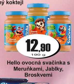 Hello ovocná svačinka s Meruňkami, Jablky, Broskvemi 190 g
