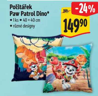Polštářek Paw Patrol Dino*,1 ks