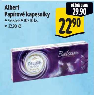 Albert Papírové kapesníky, 4vrstvé 10x10 ks 