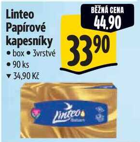 Linteo Papírové kapesníky, box, 3vrstvé, 90 ks