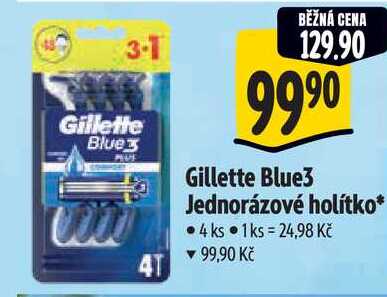 Gillette Blue3 Jednorázové holítko*, 4 ks