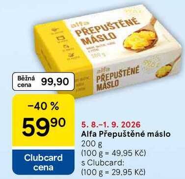 Alfa Přepuštěné máslo, 200 g