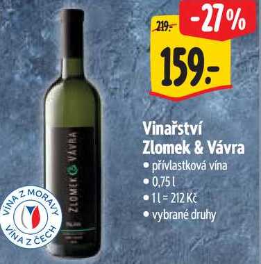 Vinařství Zlomek & Vávra, 0,75 l