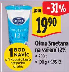 Olma Smetana na vaření 12%, 200 g v akci