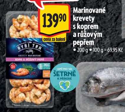 Marinované krevety s koprem a růžovým pepřem, 200 g