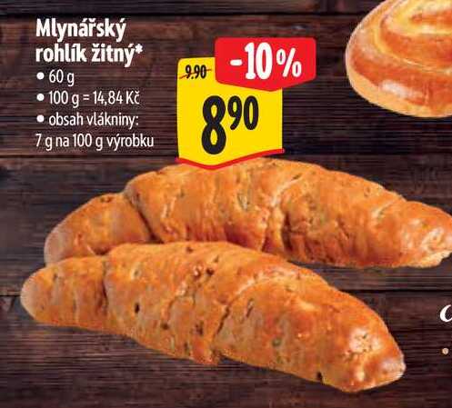 Mlynářský rohlík žitný, 60 g
