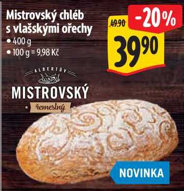Mistrovský chléb s vlašskými ořechy, 400 g