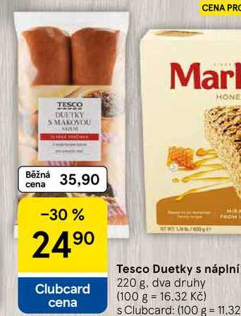 Tesco Duetky s náplní, 220 g