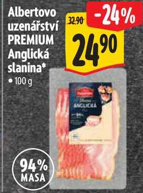 Albertovo uzenářství PREMIUM Anglická slanina, 100 g
