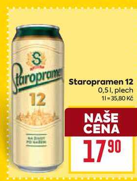 Staropramen 12 0,51, plech