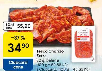 Tesco Chorizo Extra, 80 g, balené