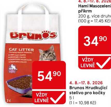 Brunos Hrudkující stelivo pro kočky, 5 l