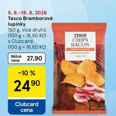 Tesco Bramborové lupínky, 150 g